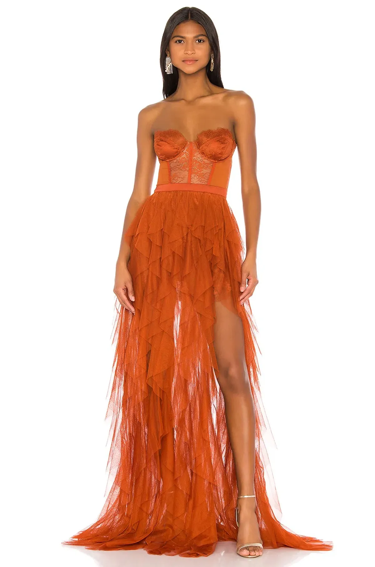 For Love and Lemons orange Bustier Orange Gown Size 8 - Image 1