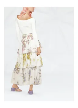 Zimmerman Jude Tiered Midi Skirt White Floral Size 2/ AU 12 for rent on The Volte - image 4