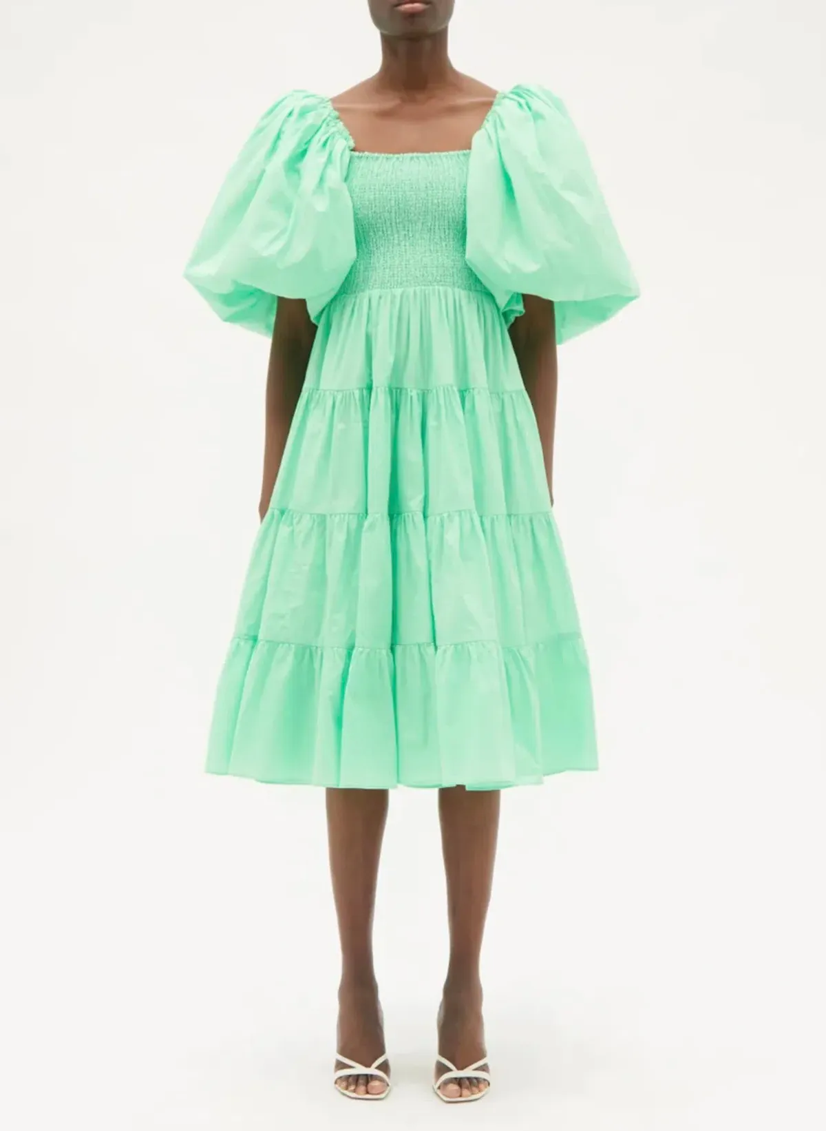 Aje Cherished Puff Sleeve Midi Dress Mint Green Size 8 - Image 1