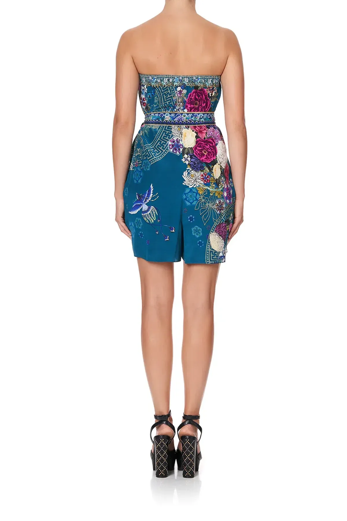Camilla Strapless Playsuit with Waist Tie Lunar Gazing Print Size XS/Au 8 - Image 5