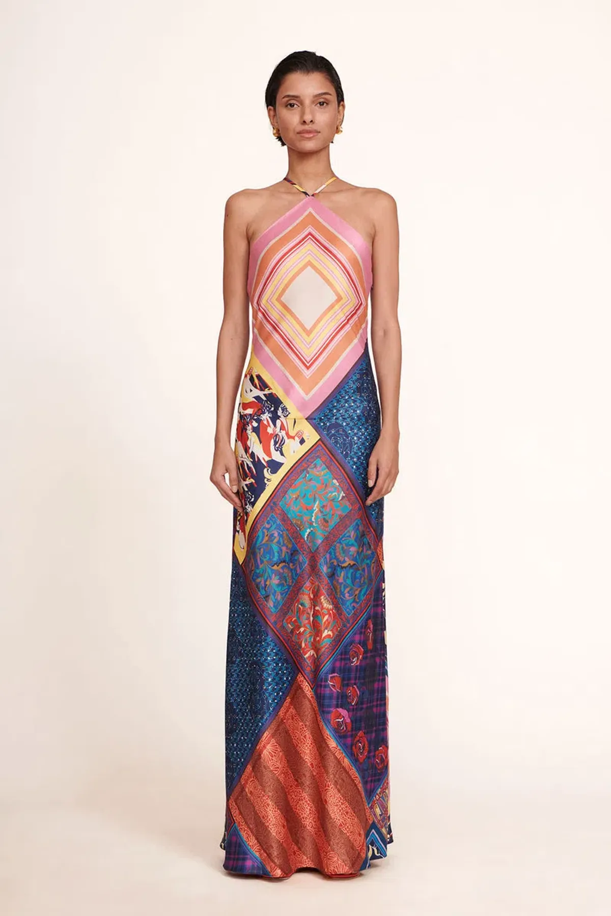 Staud Cubism Dress in Patchwork Foulard Print Size 6 - Image 1