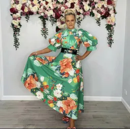 Leo Lin Florescence Midi Dress Green Floral Size AU 12 for rent on The Volte - image 2