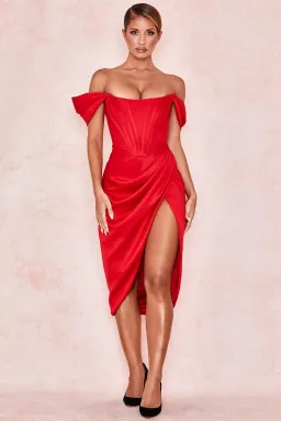 House of CB Loretta Midi Dress Red Size 12 for rent on The Volte - image 1