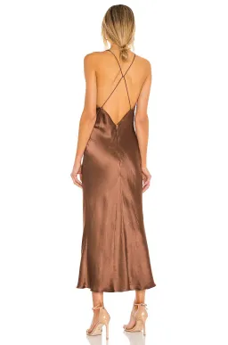 Bec & Bridge Valentina V Midi Dress Brown Size 6 for rent on The Volte - image 1