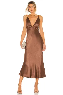 Bec & Bridge Valentina V Midi Dress Brown Size 6 for rent on The Volte - image 2