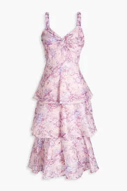 Marchesa Notte Tiered Devoré-organza Midi Dress Floral-print Size 2/Au 8 for rent on The Volte - image 5