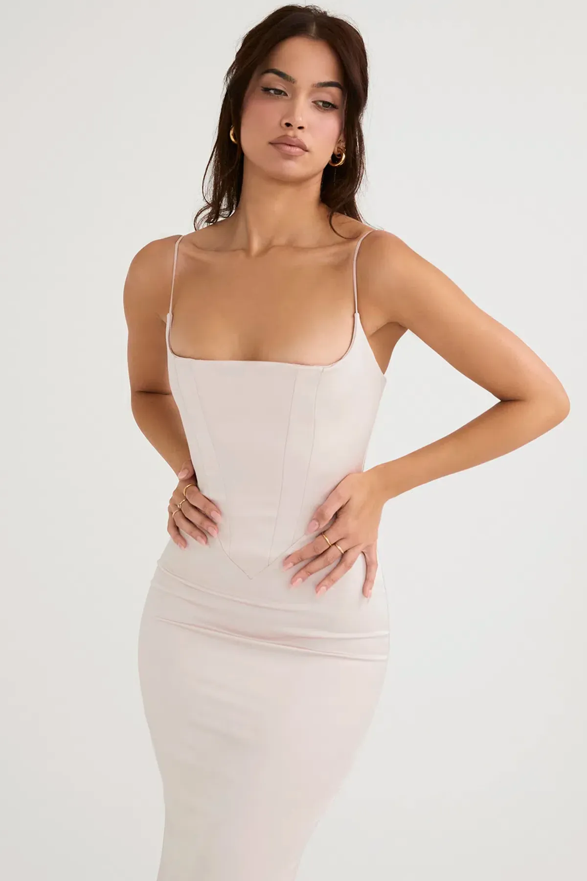 House of CB Olivette Crystal Satin Maxi Dress White Size 10 - Image 4