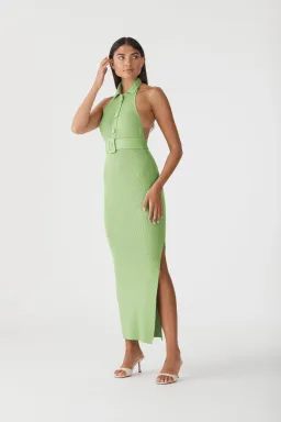 San Sloane Drake Rib Midi Dress in Pistachio Green Size 8 for rent on The Volte - image 2