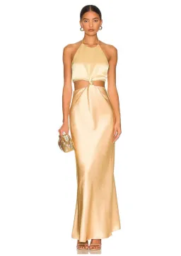 Bec & Bridge Carrie Halter Dress Multi Yellow Size 8 for rent on The Volte - image 1