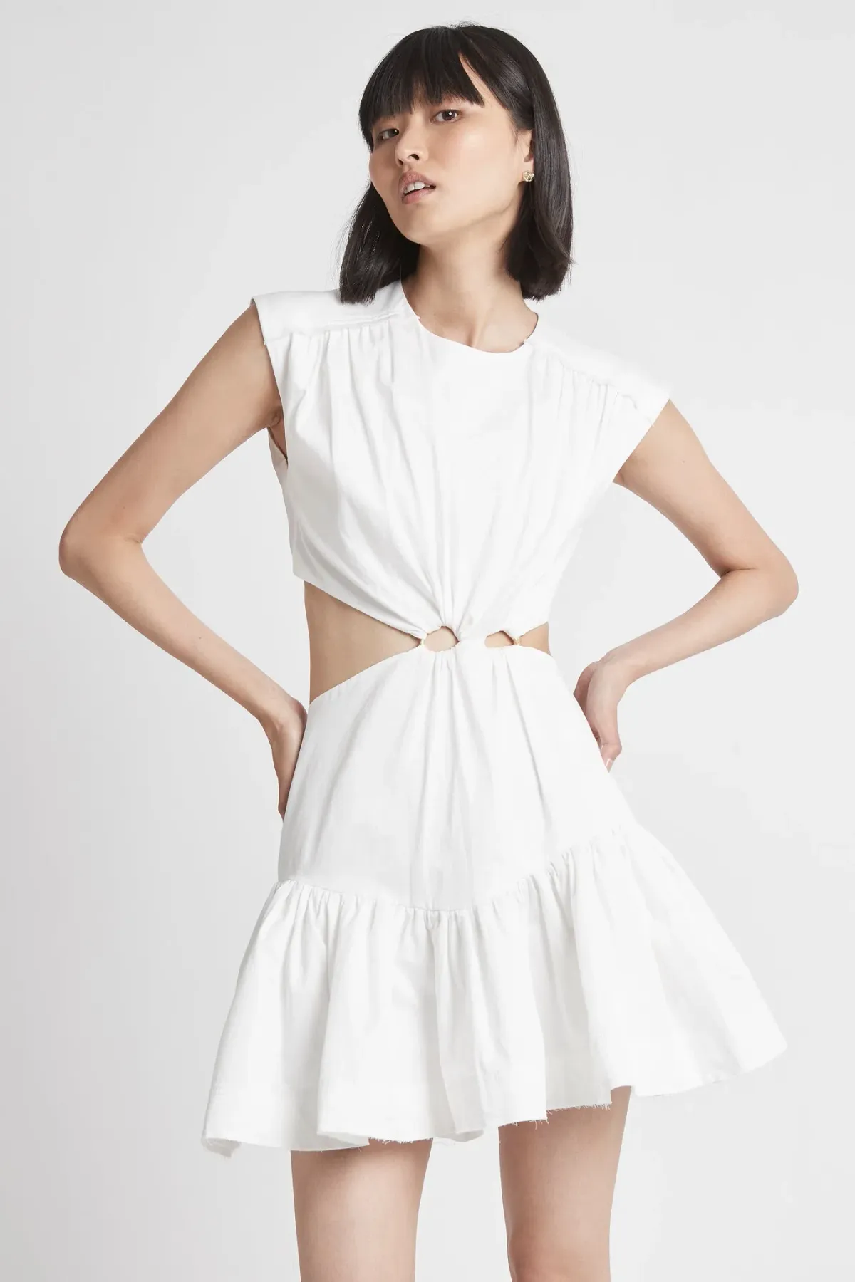 AJE Solstice Cut Out Ring Mini Dress White Size 10 - Image 2