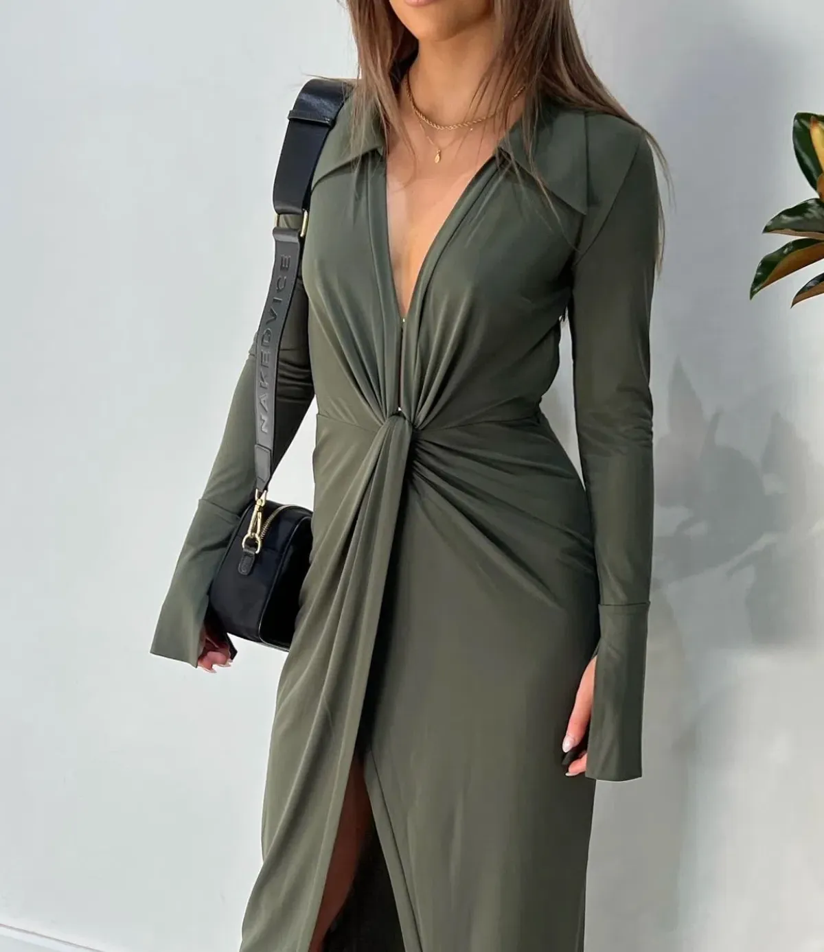 Bec & Bridge Evoke Long Sleeve Maxi Dress Khaki Green Size 6 / XS - Image 5