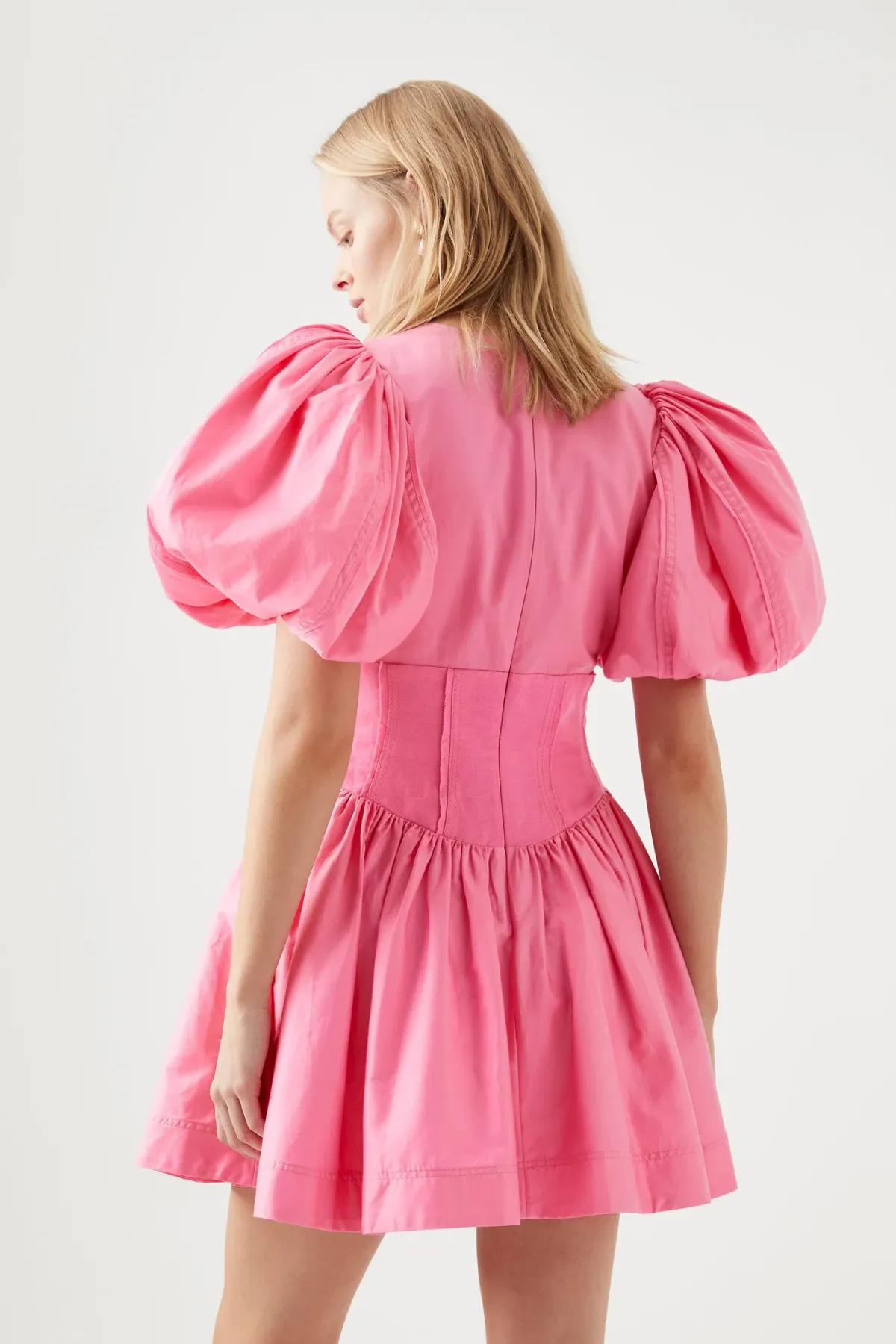 Aje Gianna Puff Sleeve Mini Dress French Rose Pink Size 10 / M - Image 3