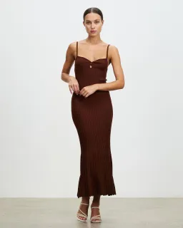 Lover Nina Midi Dress Brown Size 8 for rent on The Volte - image 1
