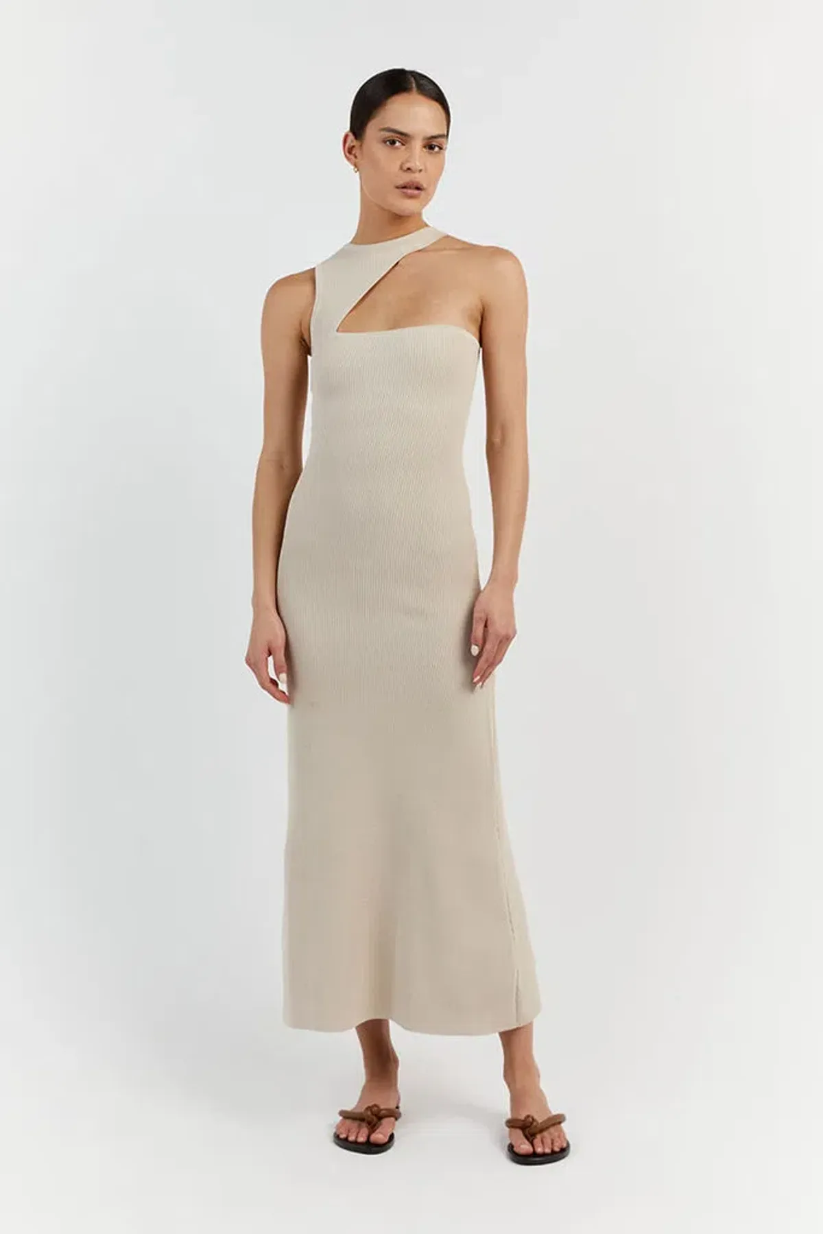 Dissh Adalyn Asym Midi Dress Stone Size 10 / M - Image 1