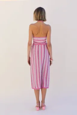 Suboo Fuchsia Metallic Beck Halter Cut Out Dress Size M/ AU 10 for rent on The Volte - image 3