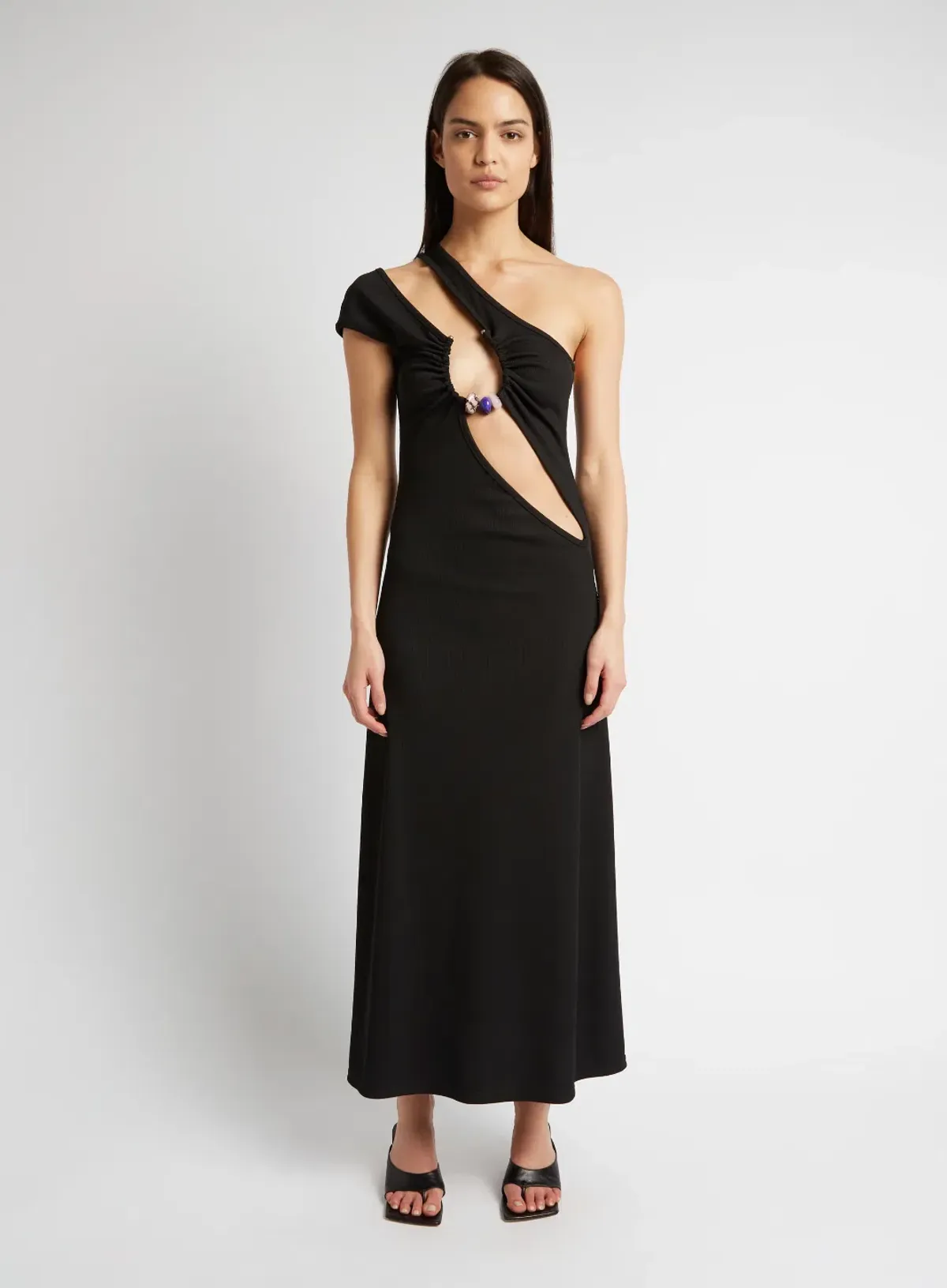 Christopher Esber Quartz Split Ruched Tank Dress Black Size 8 - Image 1