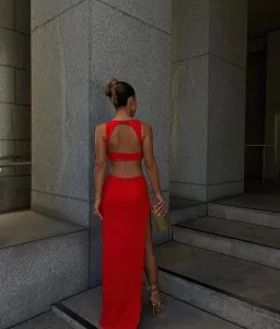 Effie Kats The Eniko Gown Red Size 6  for rent on The Volte - image 3