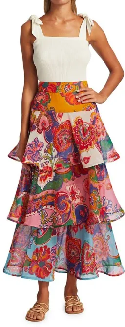 Zimmermann Lovestruck Tiered Flounce Skirt Floral Size 8/1 for rent on The Volte - image 2