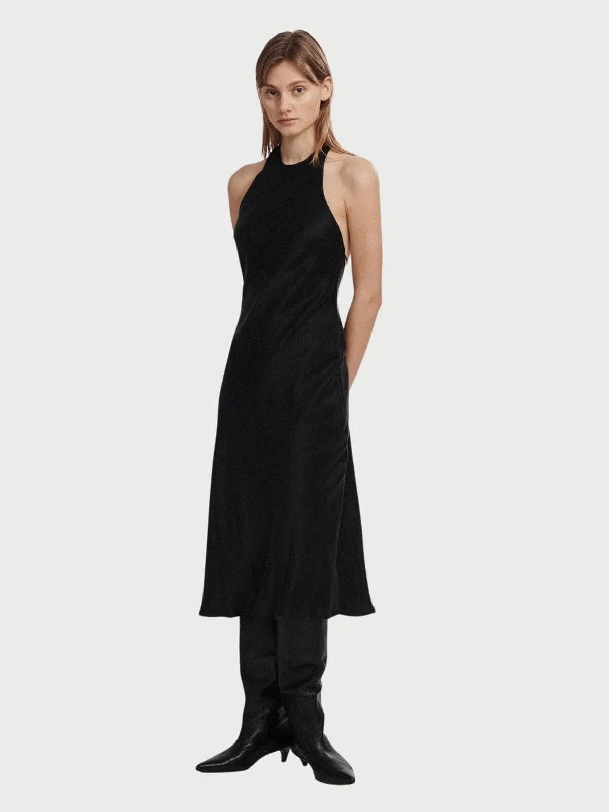 Silk Laundry Halter Midi Dress Black Size M / Au 10 - Image 1