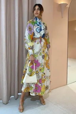 Alemais Farrah Cut Out Midi Dress Multi Size 10  for rent on The Volte - image 3