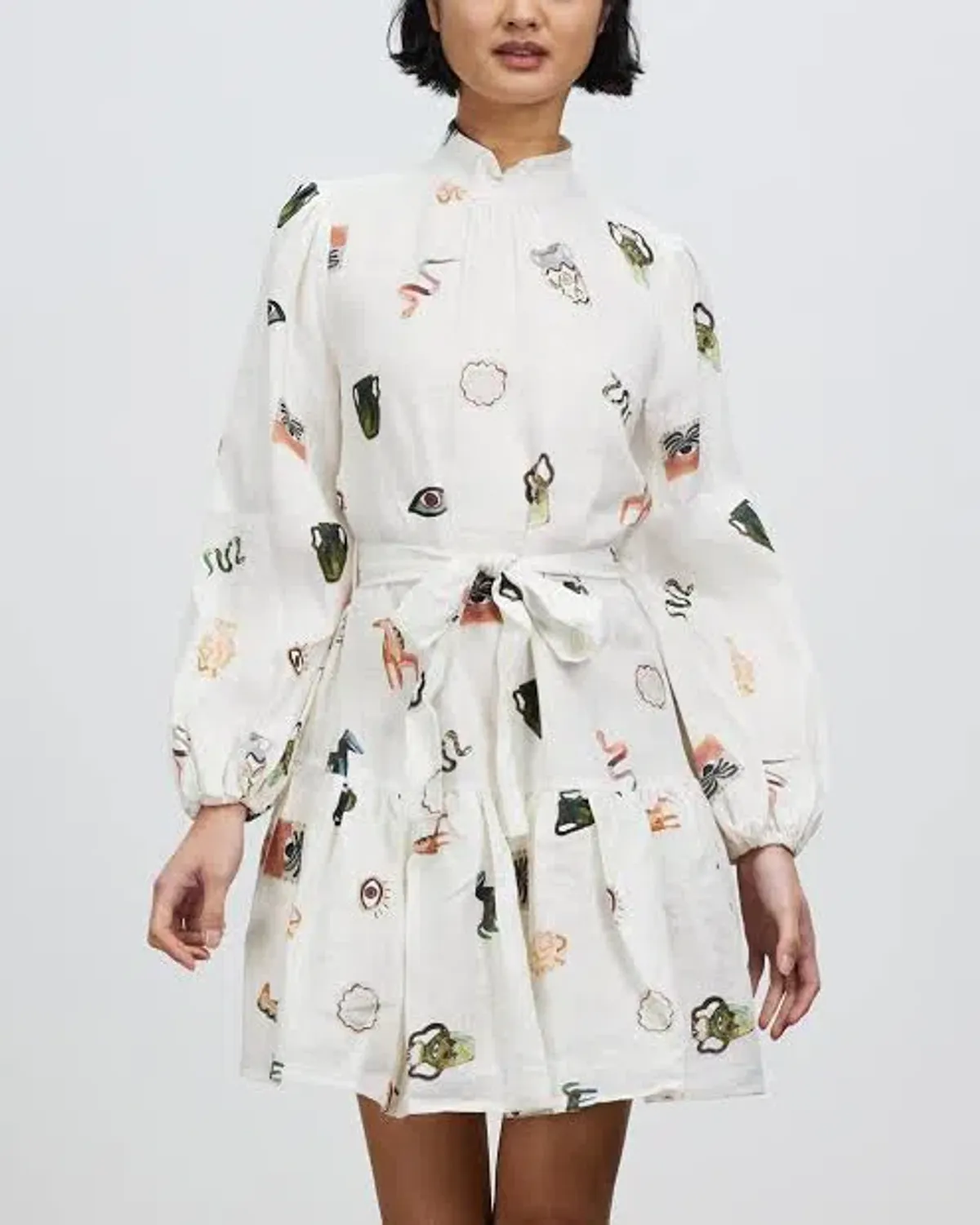Alemais Hera Mini Dress Print White Size AU 6 - Image 4