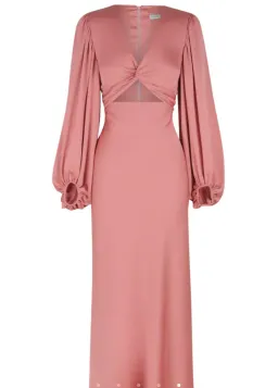 Shona Joy Luxe Twist Front Balloon Sleeve Midi Dress Dusty Pink Size 14 for rent on The Volte - image 6
