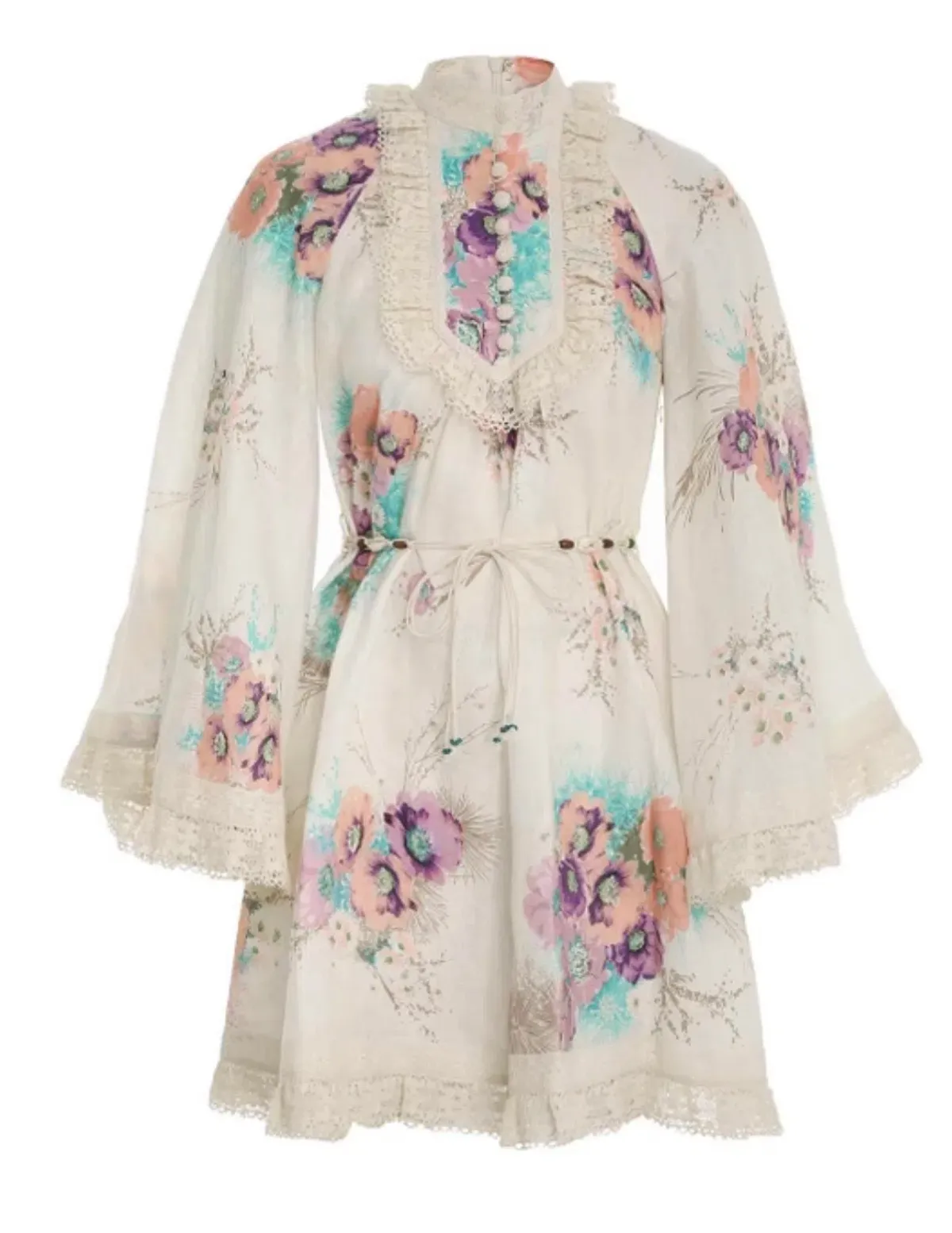 Zimmermann Jude Lace Trim Swing Dress Floral Size 0 / Au 8 - Image 3