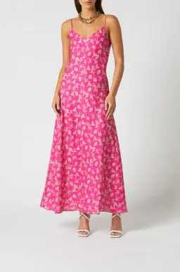 Scanlan Theodore Linen Palm Print Slip Pink Size L / AU 12  for rent on The Volte - image 1