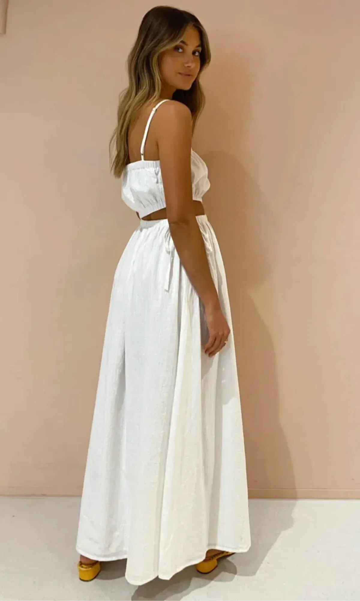 By Nicola Carnivale Elastic Waist Maxi Dress in White Size 10 / M - Image 3