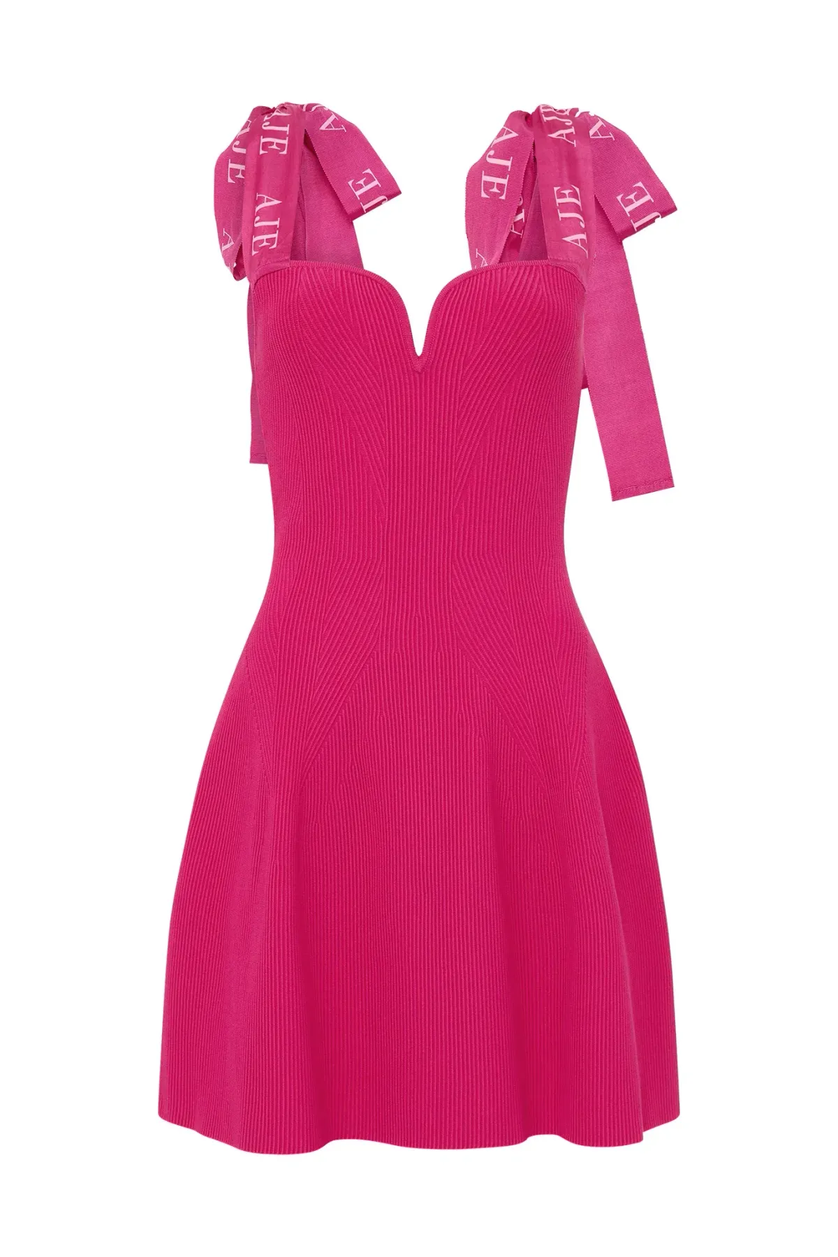 Aje Amber Knit Tie Shoulder Mini Dress in Fuchsia Size 8 / S - Image 5