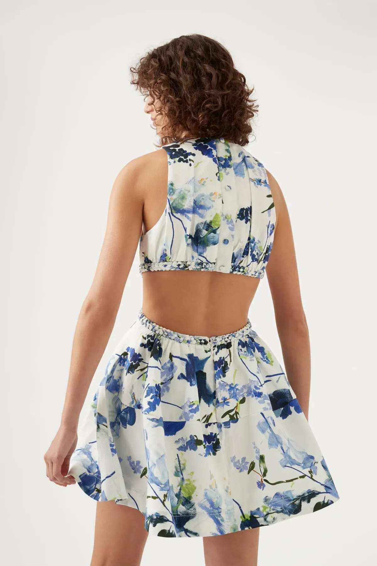Aje Voyage Braided Cut Out Mini Dress Floral Print Size 12 - Image 3