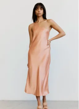 Third Form Crush Bias One Shoulder Midi Dress Guava Peach Size 10 for rent on The Volte - image 1