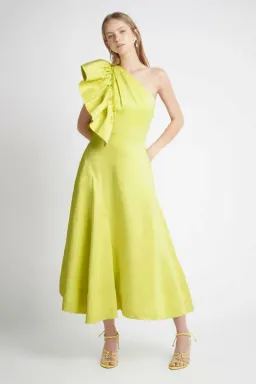 Aje Bonjour Asymmetric Midi Dress Lime Green Size 8  for rent on The Volte - image 1