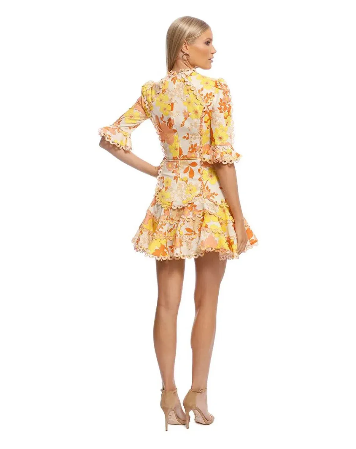 Zimmermann Primrose Flutter Mini Dress Marigold Floral Size 1 / Au 10 - Image 3