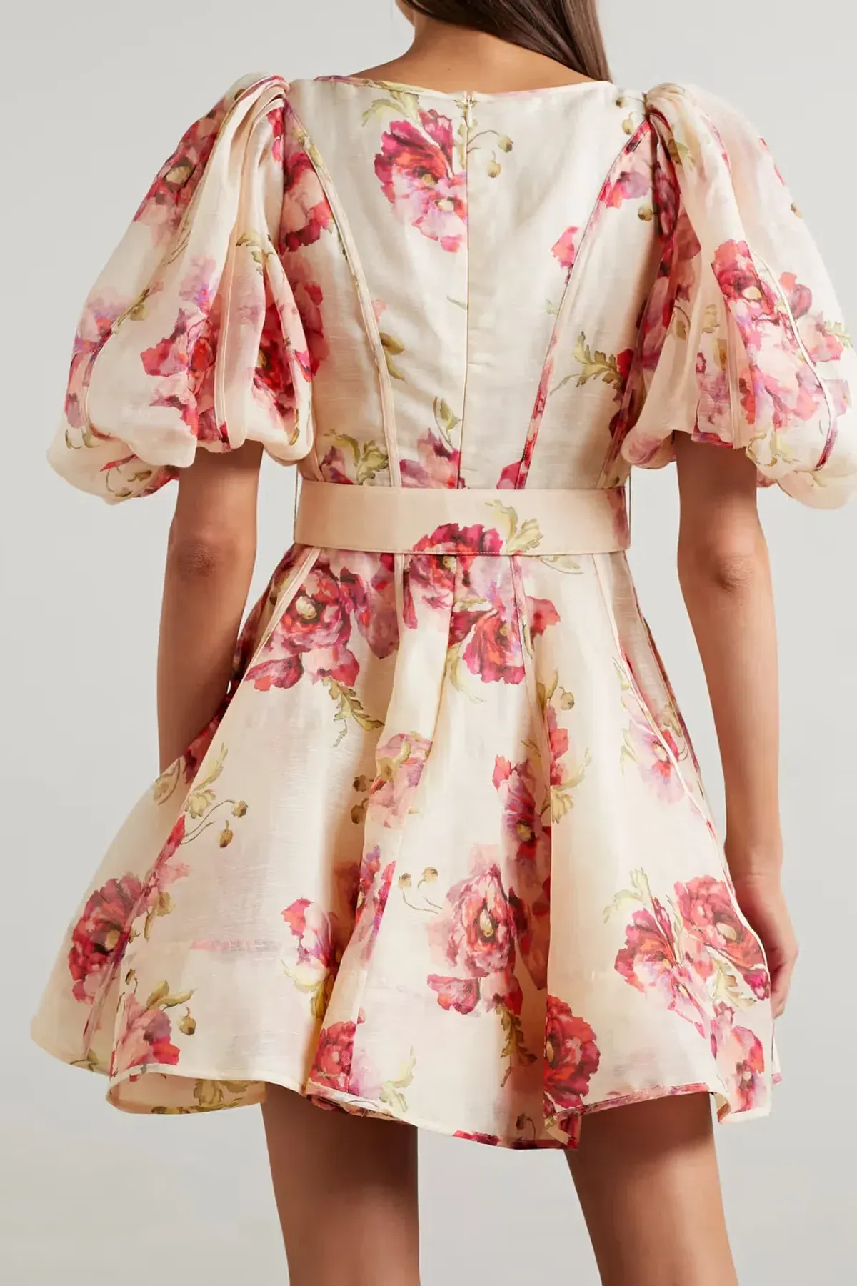 Zimmermann High Tide Puff Sleeve Mini Dress Cream Poppy Size 1 / Au 10 - Image 2