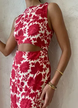 Sir the Label Cinta Cut Out Midi Dress Valentina Floral Print Size 6 for rent on The Volte - image 4
