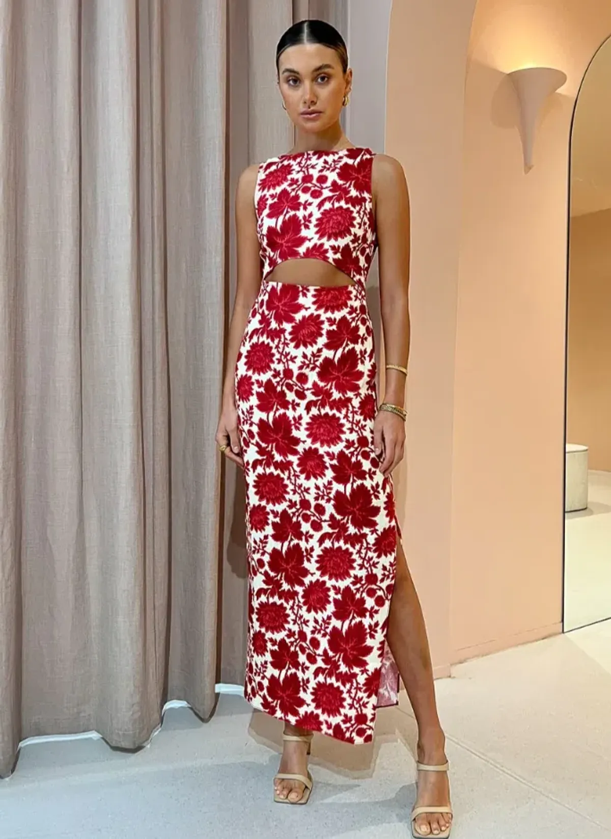 Sir the Label Cinta Cut Out Midi Dress Valentina Floral Print Size 8 - Image 2