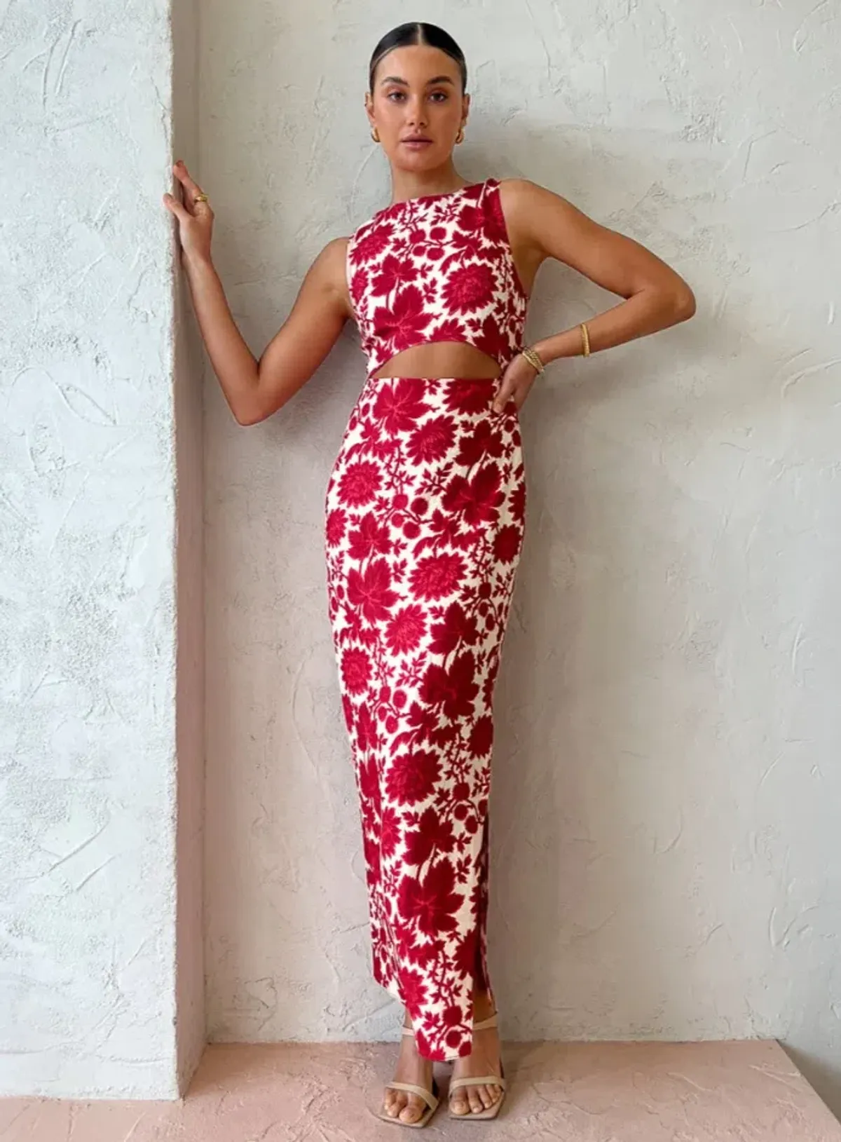 Sir the Label Cinta Cut Out Midi Dress Valentina Floral Print Size 8 - Image 1