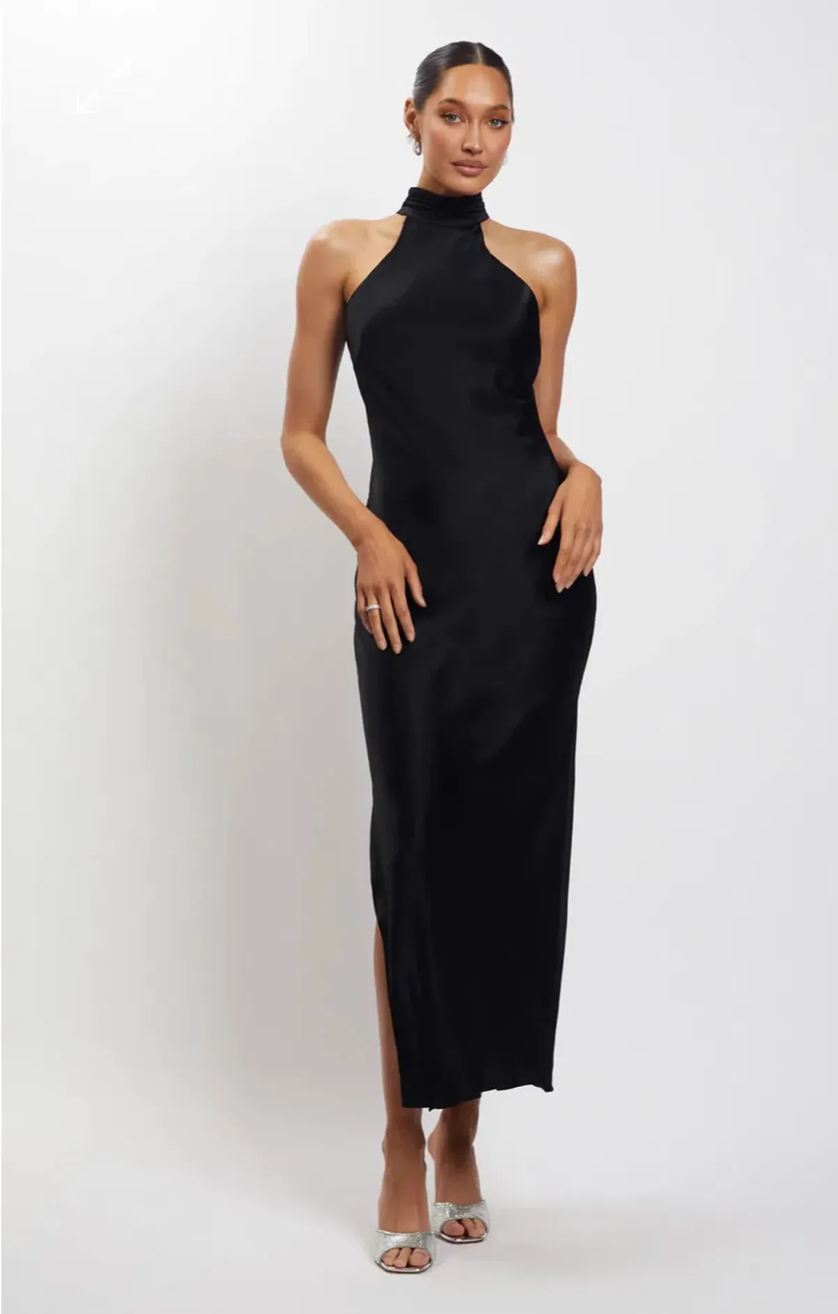 Meshki Satin Drape Back Maxi Dress Black Size 6  - Image 1