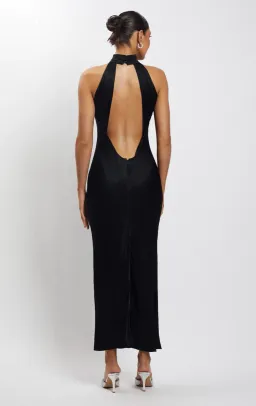 Meshki Satin Drape Back Maxi Dress Black Size 6  for rent on The Volte - image 2