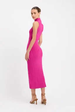 Kookai Raisa Funnel Midi Dress Fuchsia Pink Size 10  for rent on The Volte - image 2