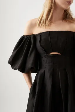 Aje Eugenie Off Shoulder Midi Dress Black Size 12 / L for rent on The Volte - image 2