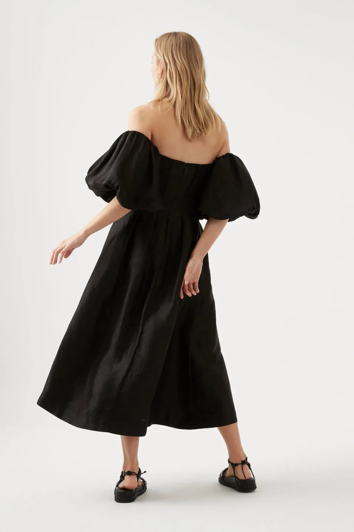 Aje Eugenie Off Shoulder Midi Dress Black Size 12 / L - Image 3