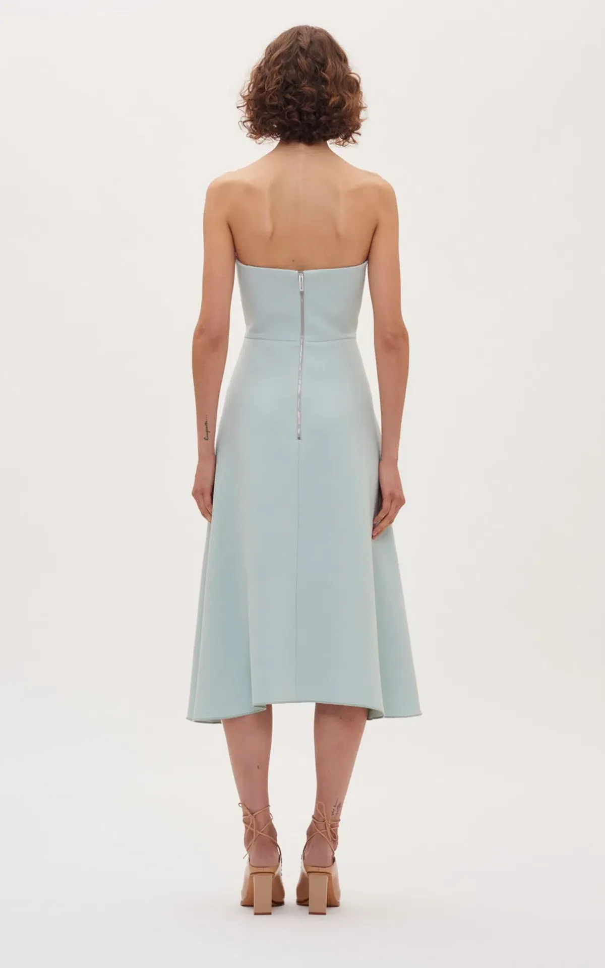 Dion Lee Concave Crepe Strapless Midi Dress Seafoam Size 8 - Image 3