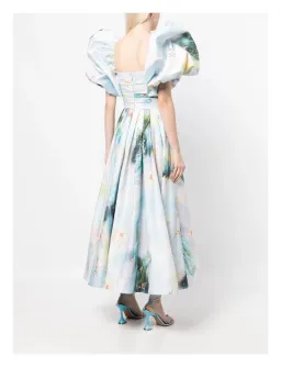 Leo Lin Matilda Puff Sleeve Midi Dress Willow Print Size 8 for rent on The Volte - image 5