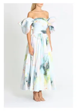 Leo Lin Matilda Puff Sleeve Midi Dress Willow Print Size 8 for rent on The Volte - image 2
