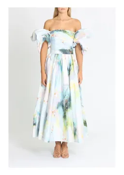 Leo Lin Matilda Puff Sleeve Midi Dress Willow Print Size 8 for rent on The Volte - image 1
