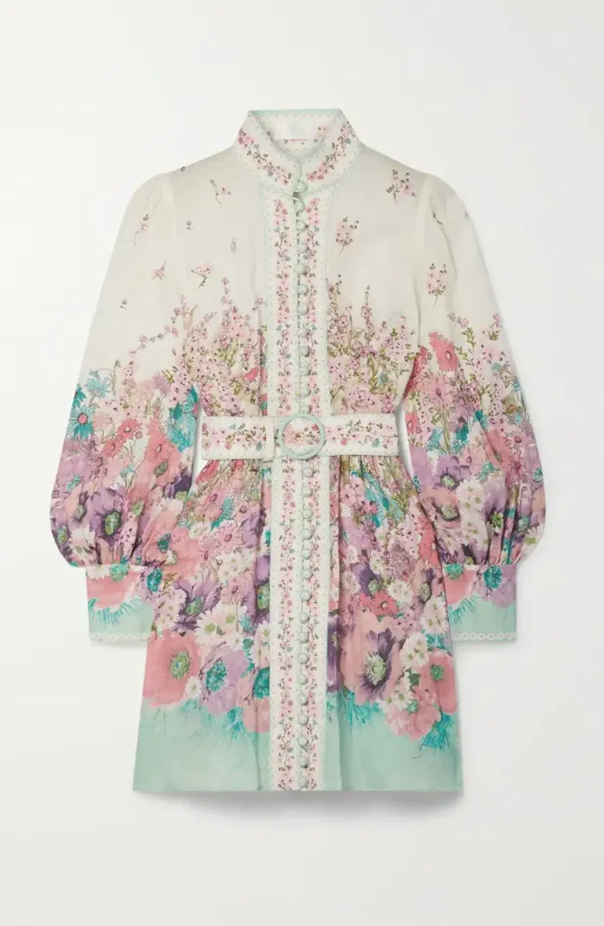 Zimmermann Jude Belted Floral-Print Linen Mini Dress Floral Size 3/AUS 14 - Image 4