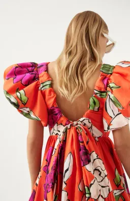 Aje Gretta Bow Back Mini Dress in Vivid Camellia Print Size 14 for rent on The Volte - image 3