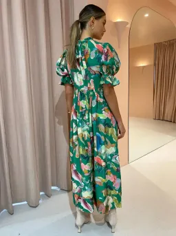 Alemais Arlo Puff Sleeve Midi Dress Green Print Size 12 for rent on The Volte - image 2
